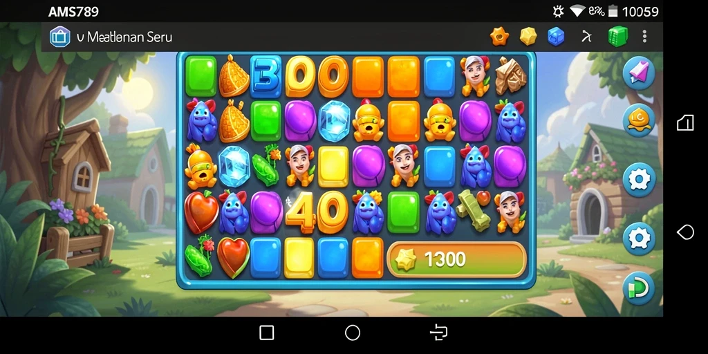 Tampilan menarik dari gameplay Match-3 di AMS789.