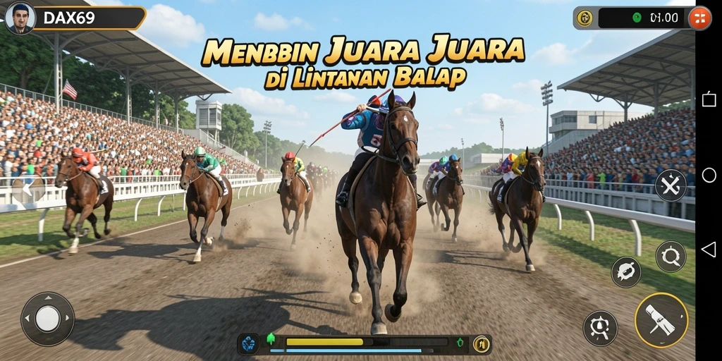 Gameplay seru DAX69 dengan lintasan balap mendebarkan.