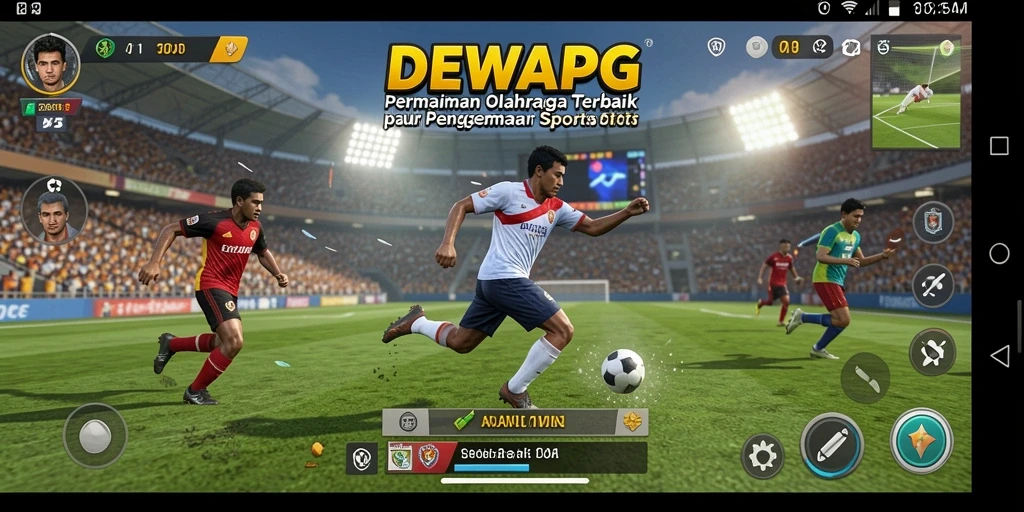 Screenshot utama DEWAPG menampilkan aksi seru dalam permainan olahraga.
