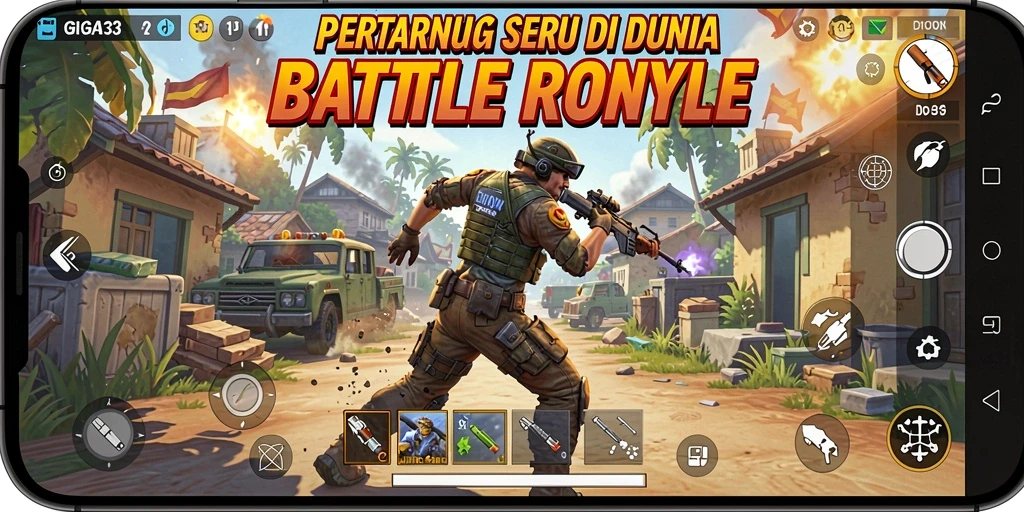 Tampilan gameplay GIGA33 yang mendebarkan dan penuh aksi Battle Royale.