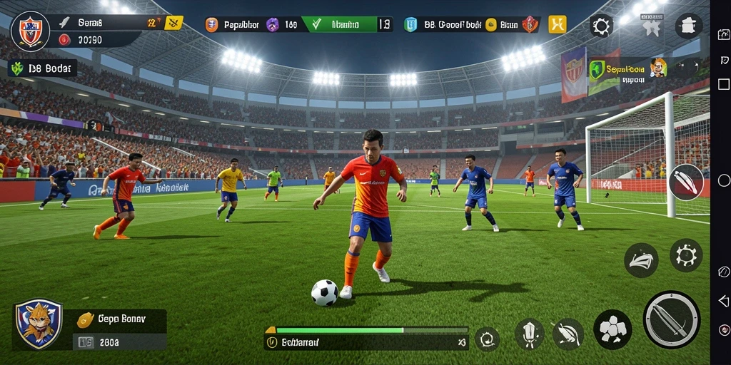 Tampilan gameplay menarik dalam ID098 dengan aksi sepak bola yang menghibur.