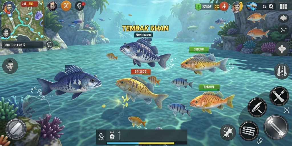 Tangkapan layar gameplay JKTOK dengan aksi menembak ikan yang seru.
