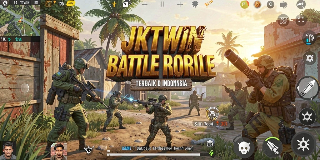 Tangkapan layar utama JKTWIN menampilkan gameplay Battle Royale yang mendebarkan.