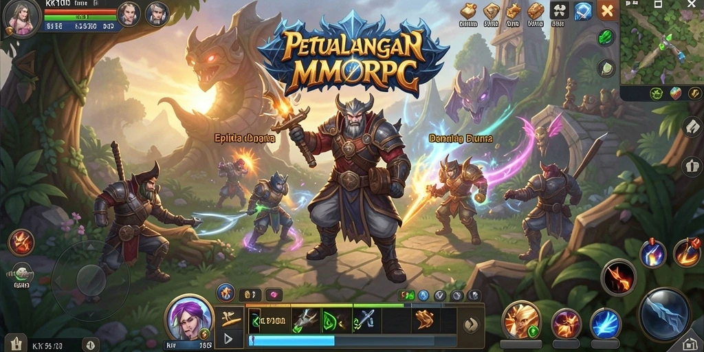 Screenshot dari KPK100 menampilkan pertarungan seru dalam dunia MMORPG.