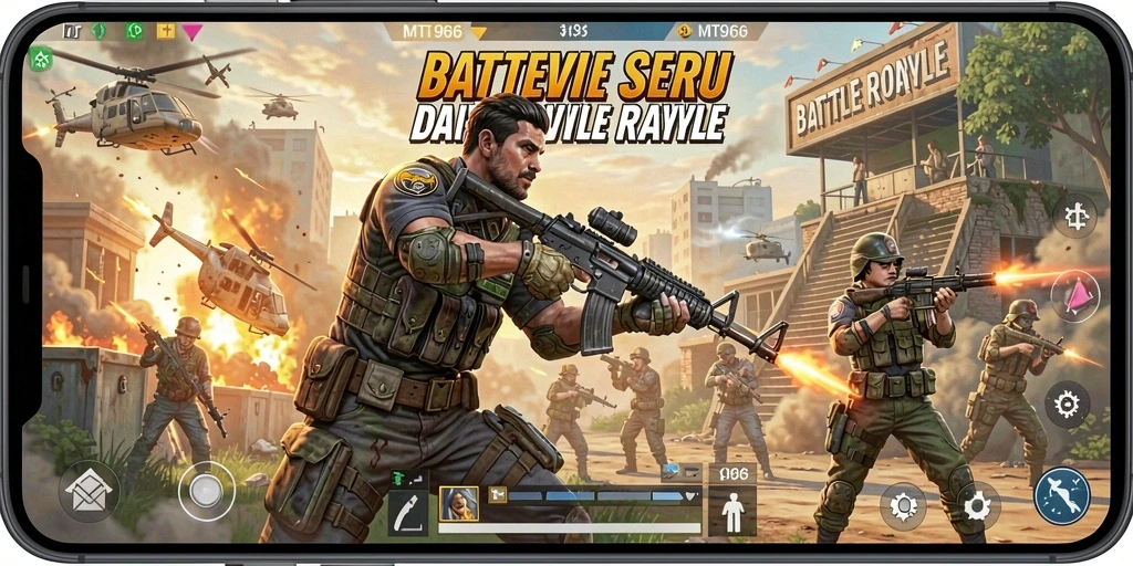 Screenshot menunjukkan aksi seru MT966 dalam pertarungan Battle Royale.