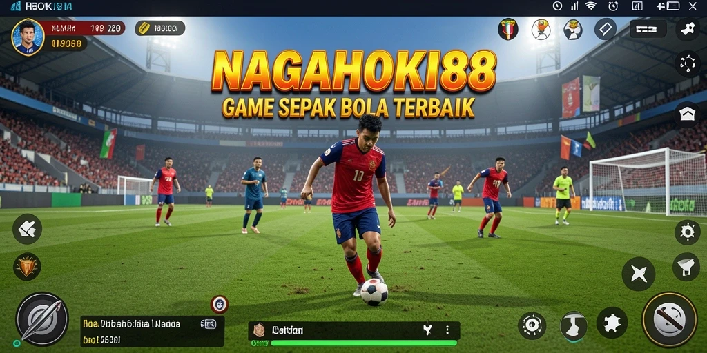 Screenshot gameplay NAGAHOKI88 menampilkan aksi seru dalam pertandingan sepak bola.