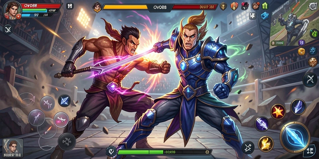 Tampilan screenshot OVO88 dengan aksi pertarungan intens.